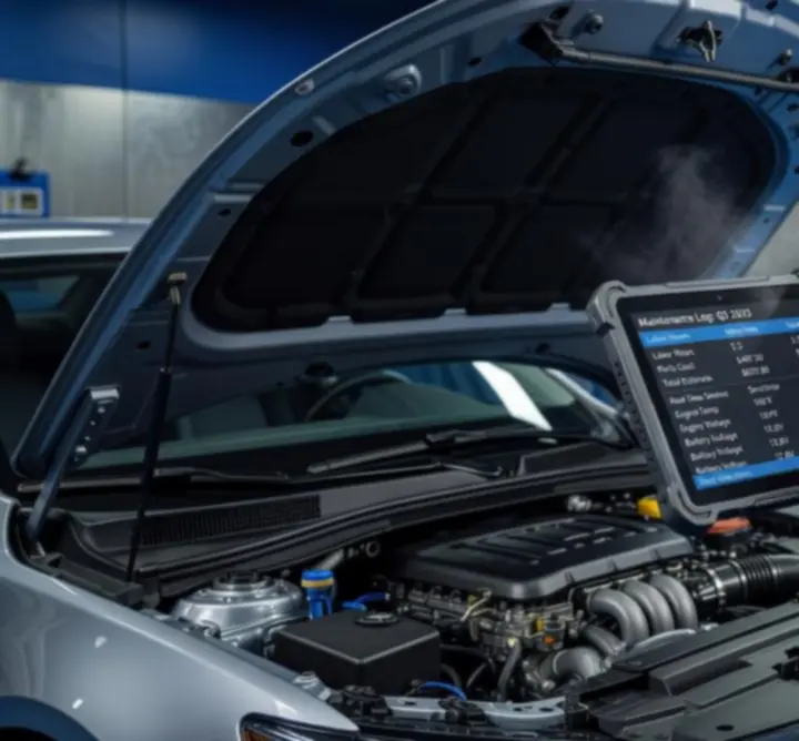 Conseiller analysant les coûts d'entretien auto sur une tablette