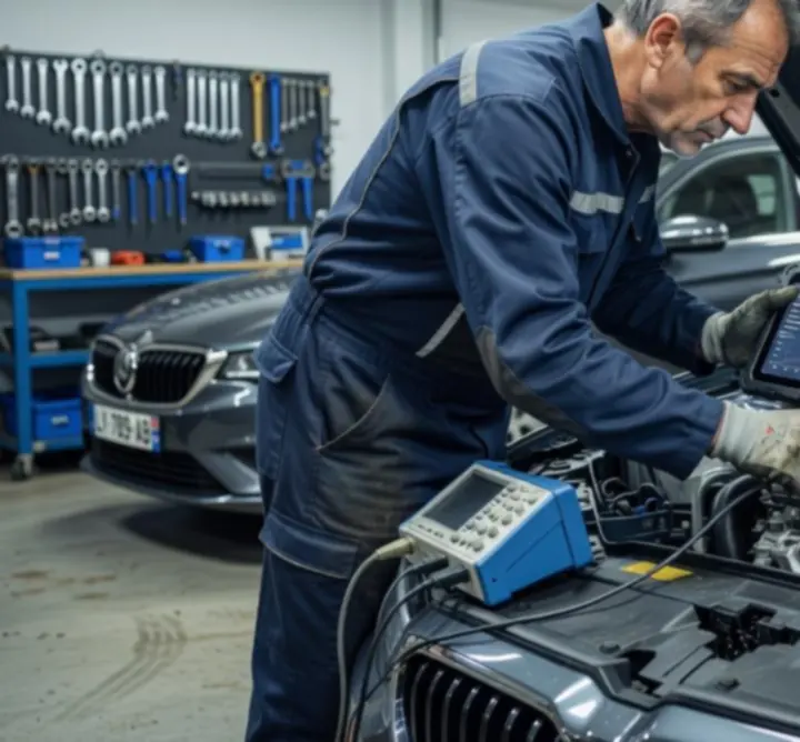 Poste de diagnostic automobile dans un atelier moderne