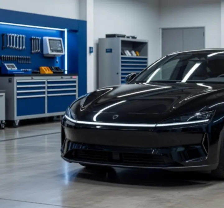 Technicien réalisant un diagnostic automobile sur un véhicule moderne