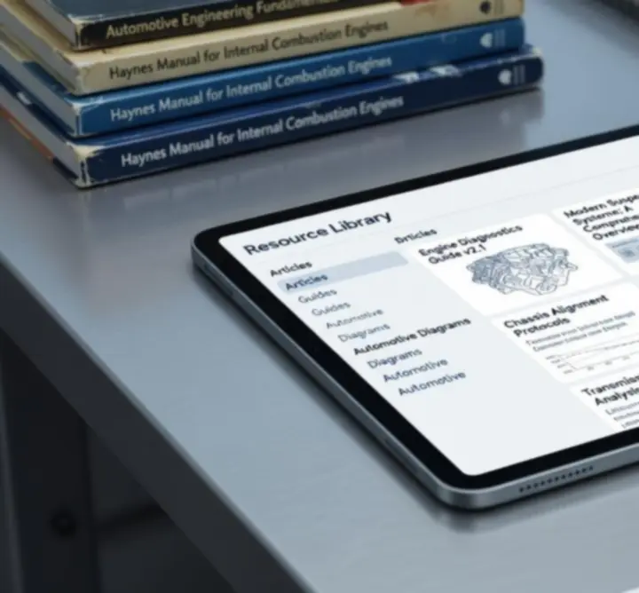 Bibliothèque de ressources automobiles ZoneXxia affichée sur une tablette